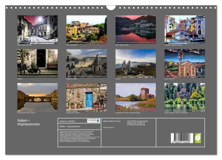 Produktbild: Italien &bull; Impressionen (Wandkalender 2026 DIN A3 quer), CALVENDO Monatskalender