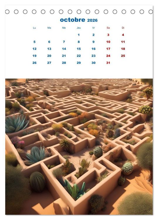Produktbild: Les &eacute;nigmes du labyrinthe (Calendrier de bureau 2026 DIN A5 horizontal), CALVENDO calendrier mensuel