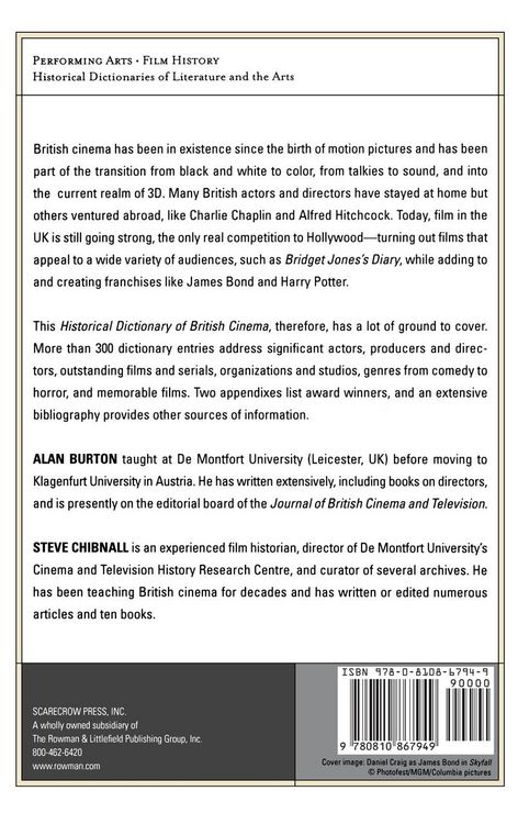 Produktbild: Historical Dictionary of British Cinema