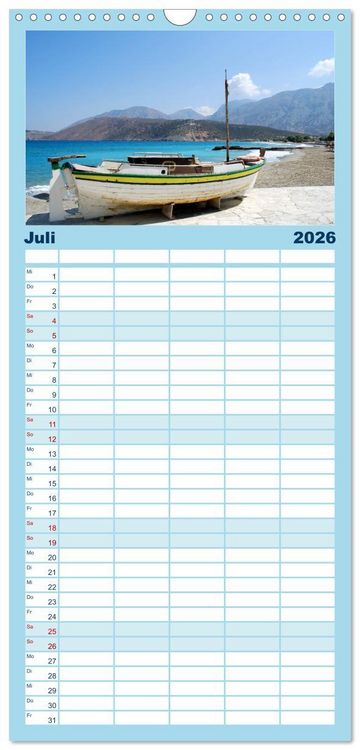Produktbild: Familienplaner 2026 - Kreta - Griechischer Inseltraum mit 5 Spalten (Wandkalender, 21 x 45 cm) CALVENDO