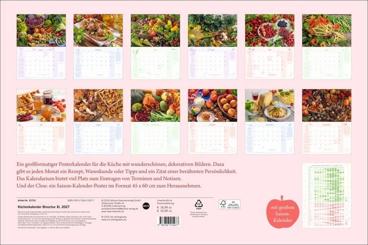 Produktbild: K&uuml;chenkalender Broschur XL 2027