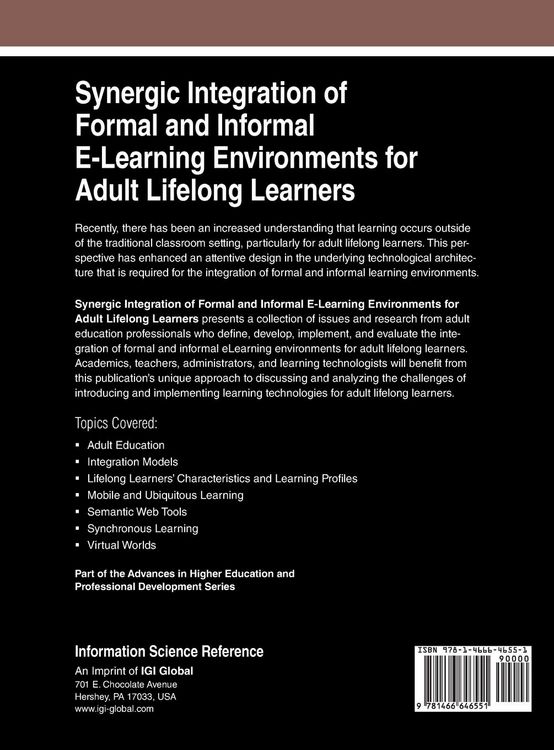 Produktbild: Synergic Integration of Formal and Informal E-Learning Environments for Adult Lifelong Learners