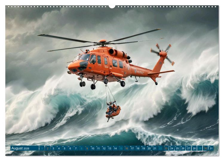 Produktbild: Im Bann der Rettung - Rettungshubschrauber (Wandkalender 2026 DIN A2 quer), CALVENDO Monatskalender
