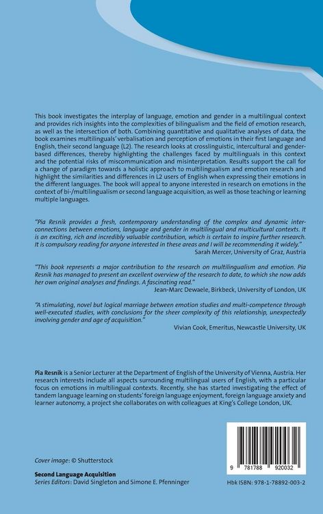 Produktbild: Multilinguals' Verbalisation and Perception of Emotions