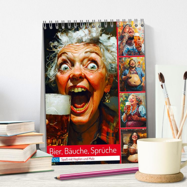 Produktbild: Bier, B&auml;uche, Spr&uuml;che. Spa&szlig; mit Hopfen und Malz (Tischkalender 2026 DIN A5 hoch), CALVENDO Monatskalender