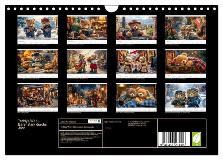 Produktbild: Teddys Welt - B&auml;renstark durchs Jahr (Wandkalender 2026 DIN A4 quer), CALVENDO Monatskalender