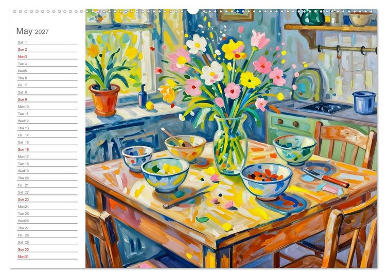 Produktbild: Painted Kitchen Moments - Twelve expressive interiors (High Quality Premium Wall Calendar 2027 DIN A2 landscape),CALVENDO 12 Month Wall Calendar