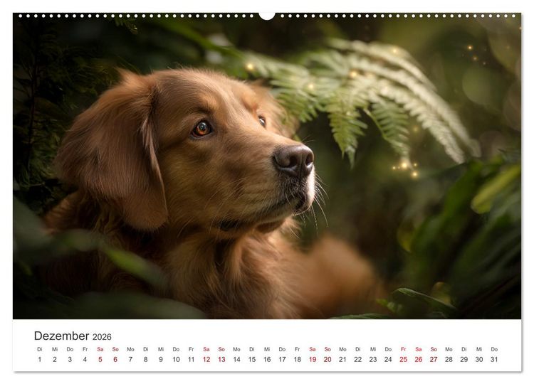 Produktbild: Herz aus Gold - Retriever zum Verlieben (Wandkalender 2026 DIN A2 quer), CALVENDO Monatskalender