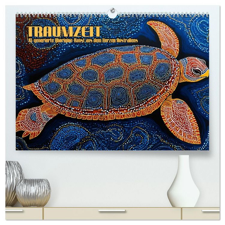 Produktbild: Traumzeit - KI-generierte Aborigine-Kunst aus dem Herzen Australiens (hochwertiger Premium Wandkalender 2026 DIN A2 quer), Kunstdruck in Hochglanz