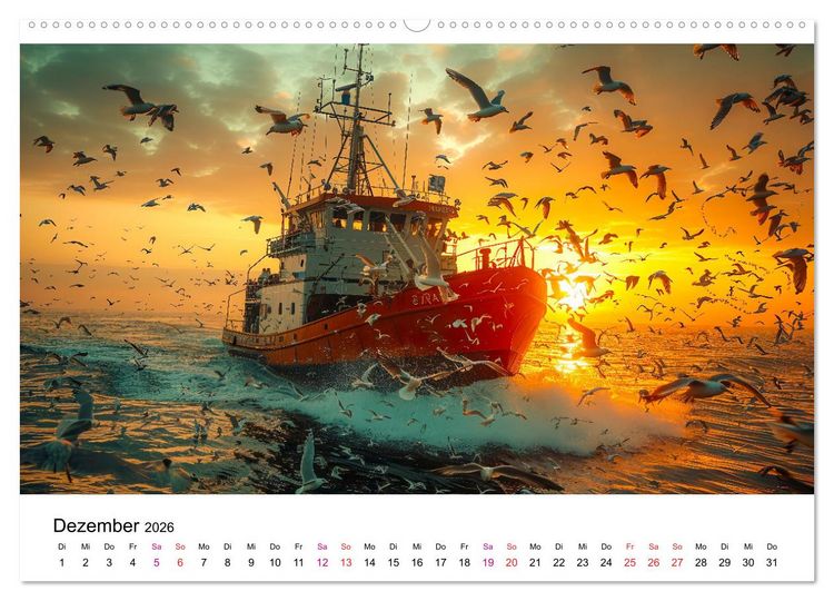 Produktbild: Maritim pur - M&ouml;wen (hochwertiger Premium Wandkalender 2026 DIN A2 quer), Kunstdruck in Hochglanz