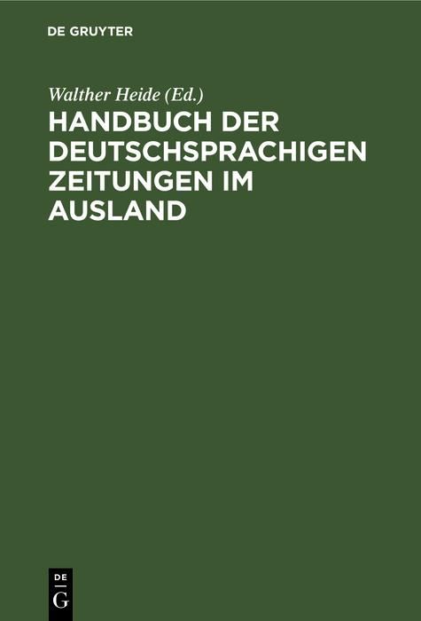 Produktbild: Handbuch der deutschsprachigen Zeitungen im Ausland
