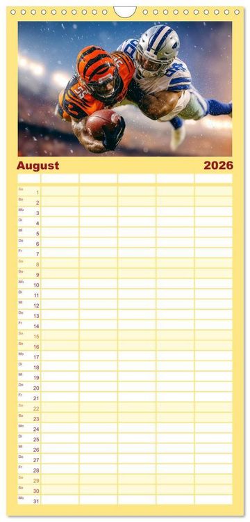 Produktbild: Familienplaner 2026 - American Football - Touchdown durchs Jahr mit 5 Spalten (Wandkalender, 21 x 45 cm) CALVENDO