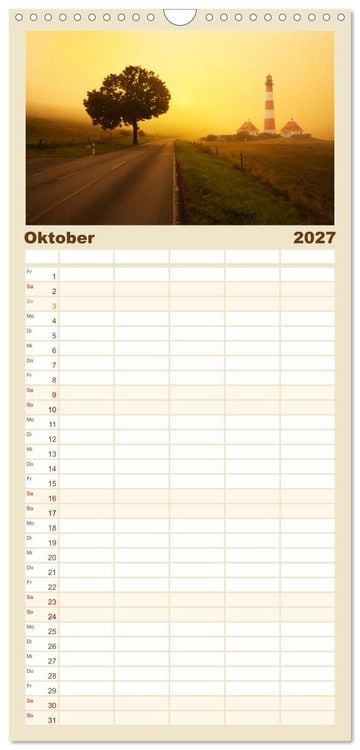 Produktbild: Familienplaner 2027 - Leuchtt&uuml;rme - An den sch&ouml;nsten K&uuml;sten. mit 5 Spalten (Wandkalender, 21 x 45 cm) CALVENDO