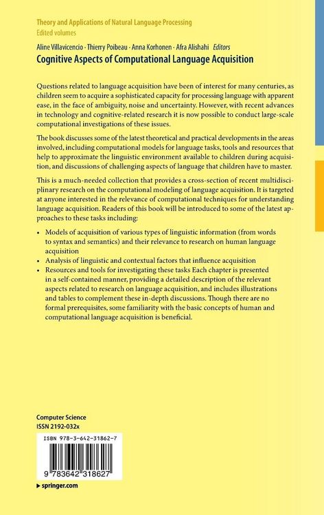 Produktbild: Cognitive Aspects of Computational Language Acquisition
