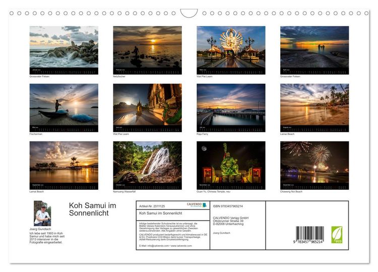 Produktbild: Koh Samui im Sonnenlicht (Wandkalender 2026 DIN A3 quer), CALVENDO Monatskalender