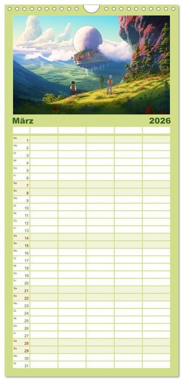 Produktbild: Familienplaner 2026 - Zauberhafte Anime Welt mit 5 Spalten (Wandkalender, 21 x 45 cm) CALVENDO