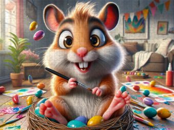 Produktbild: CALVENDO Puzzle Ostereierspa&szlig; mit dem K&uuml;nstler-Hamster | 1000 Teile Lege-Gr&ouml;&szlig;e 64x48cm Foto-Puzzle f&uuml;r gl&uuml;ckliche Stunden