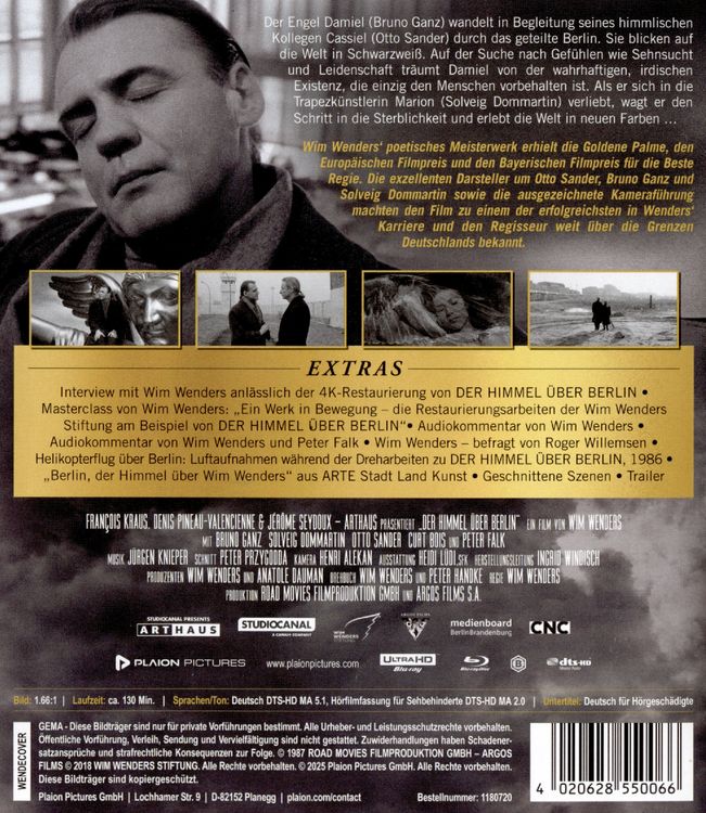 Produktbild: Himmel &uuml;ber Berlin (4K-UHD+Blu-ray+Bonus-DVD)