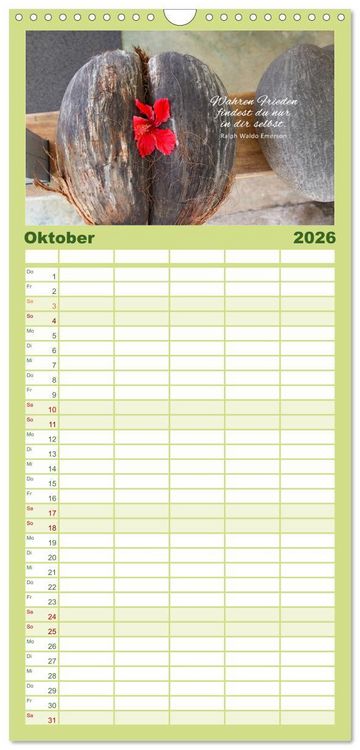 Produktbild: Familienplaner 2026 - Ruhe und Gelassenheit 2026 mit 5 Spalten (Wandkalender, 21 x 45 cm) CALVENDO