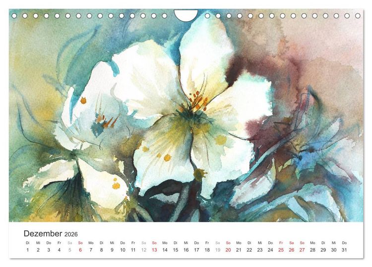 Produktbild: Bl&uuml;tenzauber - Aquarelle von ECKARD FUNCK (Wandkalender 2026 DIN A4 quer), CALVENDO Monatskalender