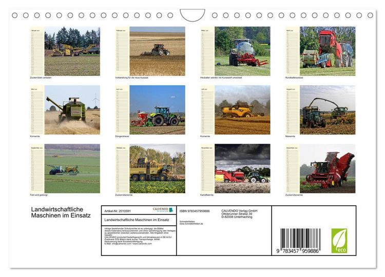 Produktbild: Landwirtschaftliche Maschinen im Einsatz (Wandkalender 2026 DIN A4 quer), CALVENDO Monatskalender