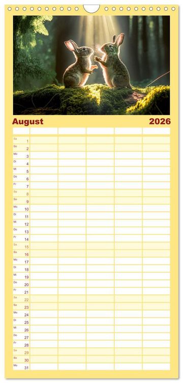 Produktbild: Familienplaner 2026 - Putzige Tierwelt - gemeinsam die Welt entdecken mit 5 Spalten (Wandkalender, 21 x 45 cm) CALVENDO