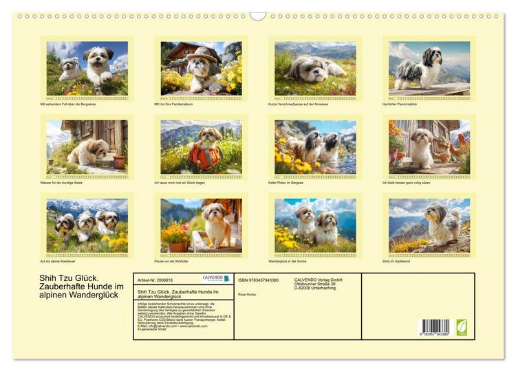 Produktbild: Shih Tzu Gl&uuml;ck. Zauberhafte Hunde im alpinen Wandergl&uuml;ck (Wandkalender 2026 DIN A2 quer), CALVENDO Monatskalender