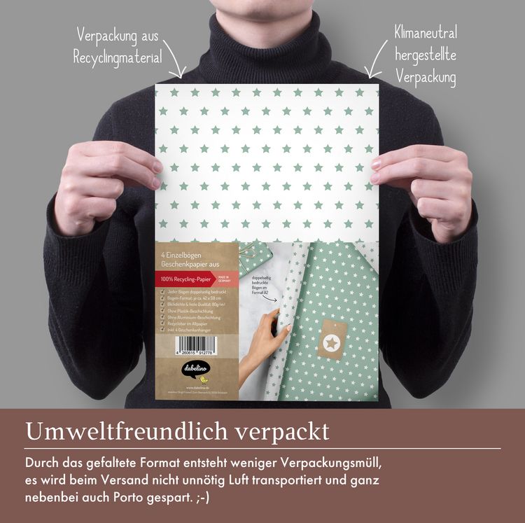 Produktbild: Geschenkpapier-Set Sterne (mint-gr&uuml;n, wei&szlig;)