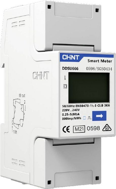 Produktbild: Chint G DDSU666 220/230V 5(80)A RS485 2P MID 313271 Wechselstromz&auml;hler digital MID-konform: Ja 1 St.