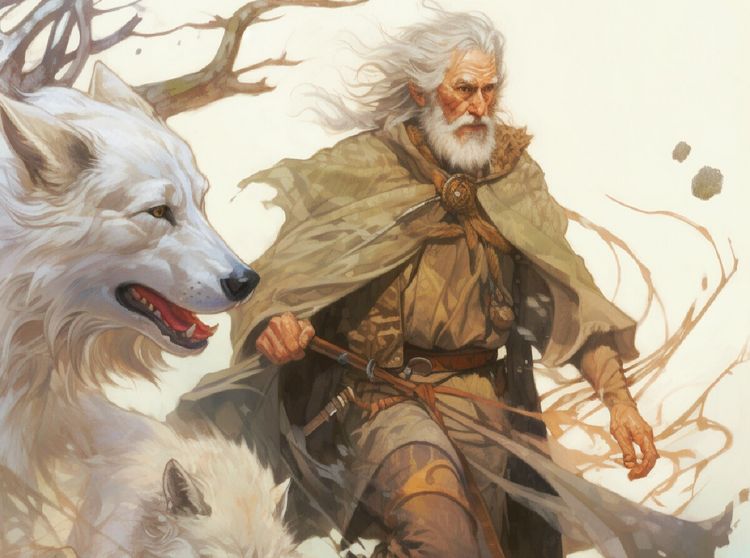 Produktbild: CALVENDO Puzzle Ein Druide mit seinen W&ouml;lfen | 2000 Teile Lege-Gr&ouml;&szlig;e 90x67cm Foto-Puzzle f&uuml;r gl&uuml;ckliche Stunden