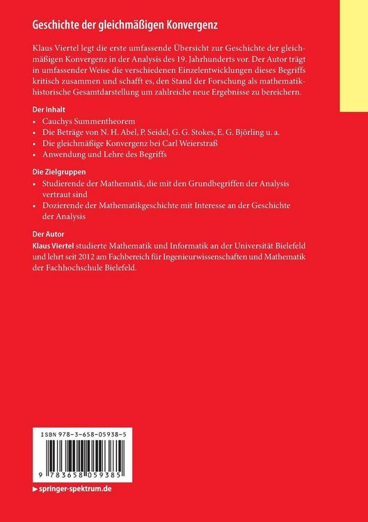 Produktbild: Geschichte der gleichm&auml;&szlig;igen Konvergenz