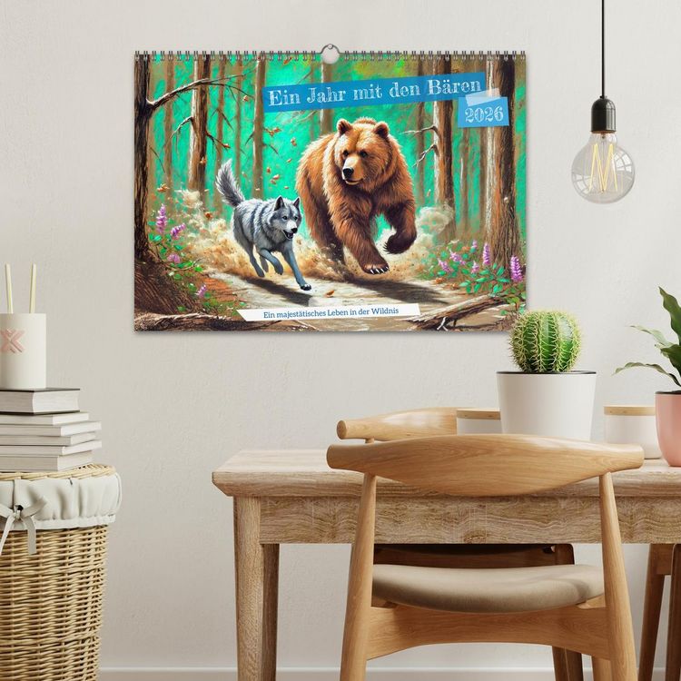 Produktbild: Ein Jahr mit den B&auml;ren - Ein majest&auml;tisches Leben in der Wildnis (Wandkalender 2026 DIN A3 quer), CALVENDO Monatskalender