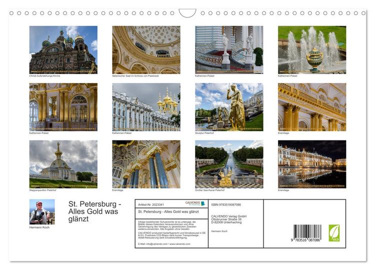 Produktbild: St. Petersburg - Alles Gold was gl&auml;nzt (Wandkalender 2026 DIN A3 quer), CALVENDO Monatskalender