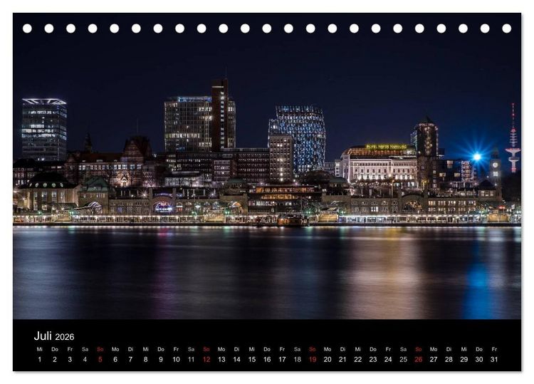 Produktbild: Der Hafen Hamburg bei Tag und Nacht (Tischkalender 2026 DIN A5 quer), CALVENDO Monatskalender