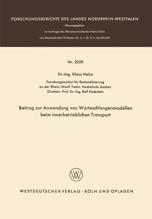 Produktbild: Beitrag zur Anwendung von Warteschlangenmodellen beim innerbetrieblichen Transport