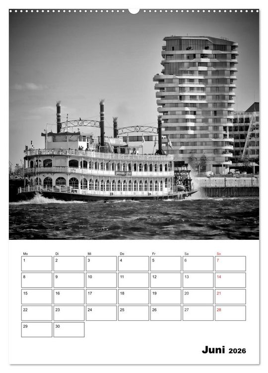 Produktbild: HAMBURG Monochrome Ansichten (Wandkalender 2026 DIN A2 hoch), CALVENDO Monatskalender