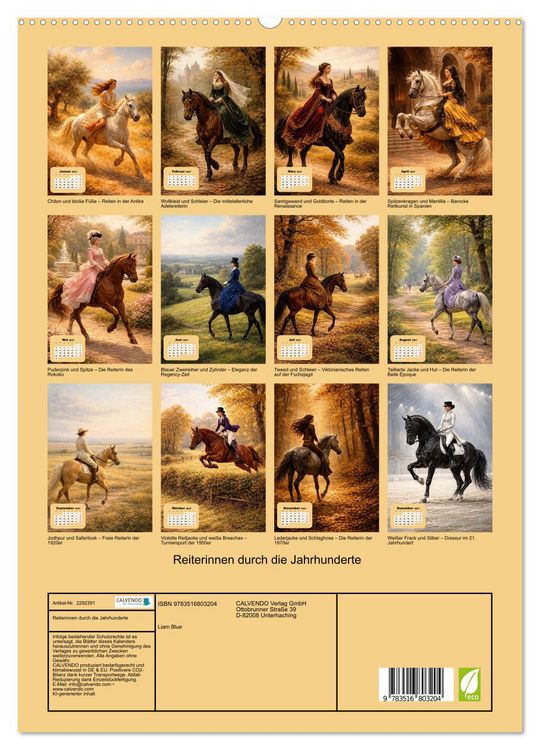 Produktbild: Reiterinnen durch die Jahrhunderte (hochwertiger Premium Wandkalender 2027 DIN A2 hoch), Kunstdruck in Hochglanz
