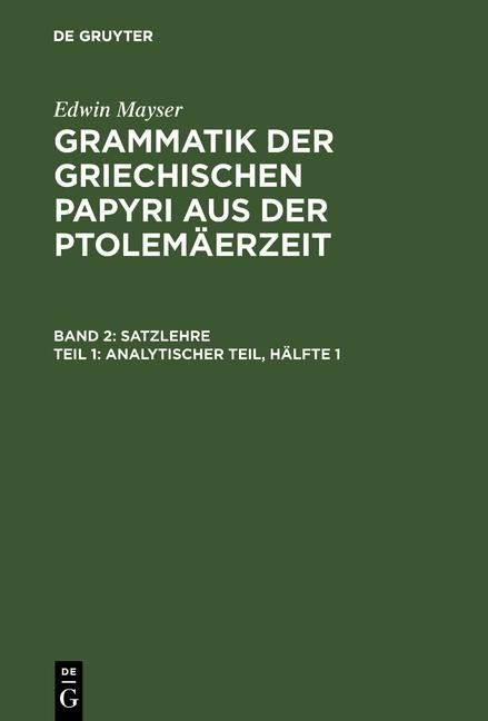 Produktbild: Analytischer Teil, H&auml;lfte 1