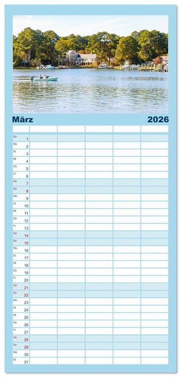 Produktbild: Familienplaner 2026 - Virginia. Amerikanische Sch&ouml;nheit zwischen K&uuml;ste und Bergen mit 5 Spalten (Wandkalender, 21 x 45 cm) CALVENDO