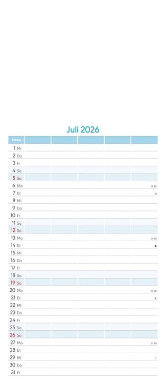 Produktbild: Kreativ-Kalender Familienplaner 2026 - 5 Spalten - 19,5x45 cmFoto, Malen, Basteln - datiert - Kreativkalender - Foto-Kalender - Familienkalender - Wan