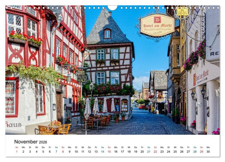 Produktbild: Bacharach - Fachwerkromantik am Rhein (Wandkalender 2026 DIN A3 quer), CALVENDO Monatskalender