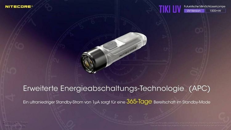 Produktbild: NiteCore TIKI UV NC-TIKIUV LED, UV-LED Taschenlampe akkubetrieben 70lm 12g