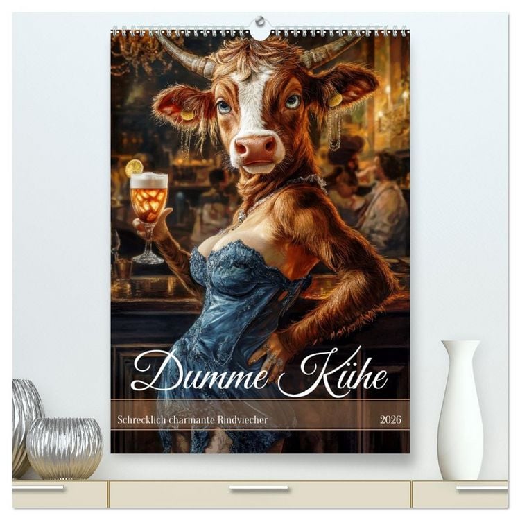 Produktbild: Dumme K&uuml;he - Schrecklich charmante Rindviecher (hochwertiger Premium Wandkalender 2026 DIN A2 hoch), Kunstdruck in Hochglanz