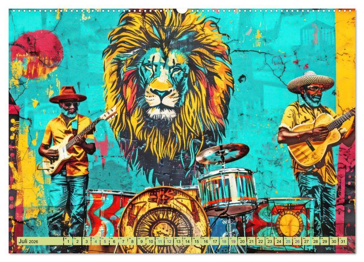 Produktbild: Musikanten im Pop-Art Stil (hochwertiger Premium Wandkalender 2026 DIN A2 quer), Kunstdruck in Hochglanz