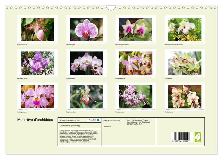 Produktbild: Mon r&ecirc;ve d'orchid&eacute;es (Calendrier mural 2026 DIN A3 vertical), CALVENDO calendrier mensuel