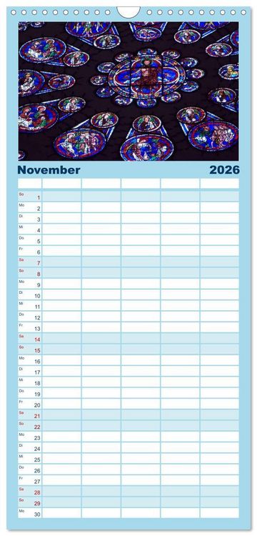 Produktbild: Familienplaner 2026 - Bilder aus Licht - Notre Dame de Chartres mit 5 Spalten (Wandkalender, 21 x 45 cm) CALVENDO