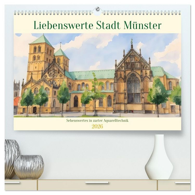 Produktbild: Liebenswerte Stadt M&uuml;nster (hochwertiger Premium Wandkalender 2026 DIN A2 quer), Kunstdruck in Hochglanz