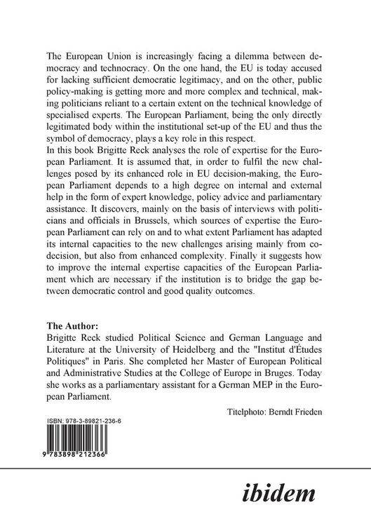 Produktbild: Between Democracy and Technocracy. The Role of Expertise for the European Parliament