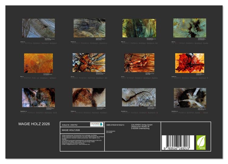 Produktbild: MAGIE HOLZ 2026 (Wandkalender 2026 DIN A4 quer), CALVENDO Monatskalender