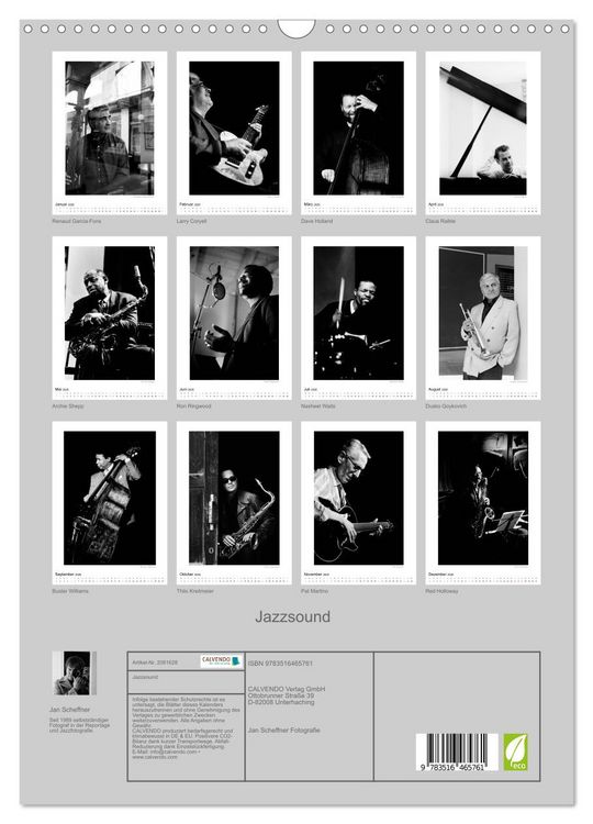 Produktbild: Jazzsound (Wandkalender 2026 DIN A3 hoch), CALVENDO Monatskalender